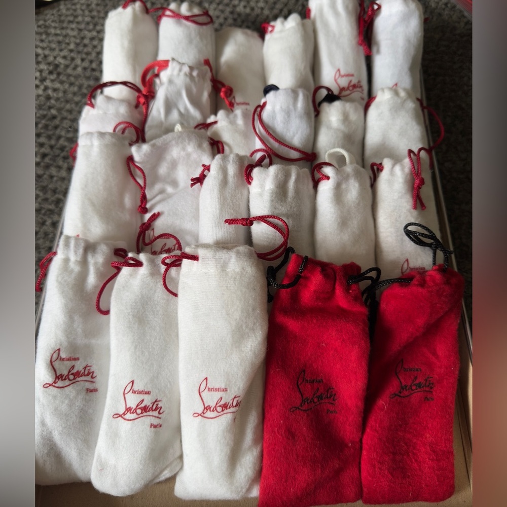 Authentic Christian Louboutin Laces with white and Red Dust Bags